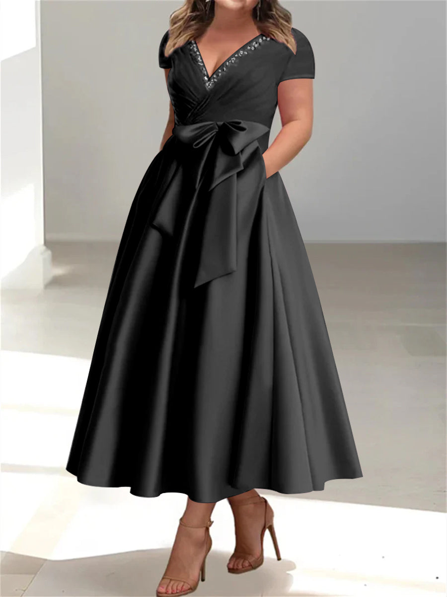 A-Line/Princess V-Neck Plus Size Mother of the Bride Dresses with