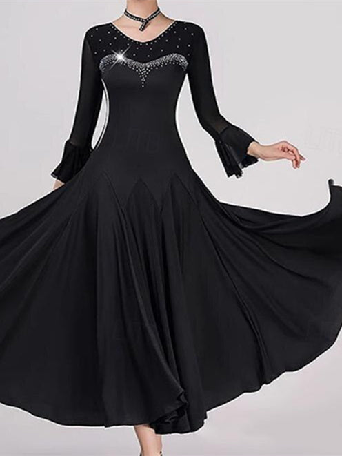 Women's Dancewear Ballroom Dance Dress Pure Color Women's Performance Long Sleeve main image 1