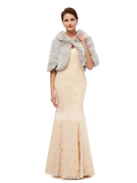 Women's Wedding Guest Half Sleeves Wrap/Shawls With Pure Color & Bowknot