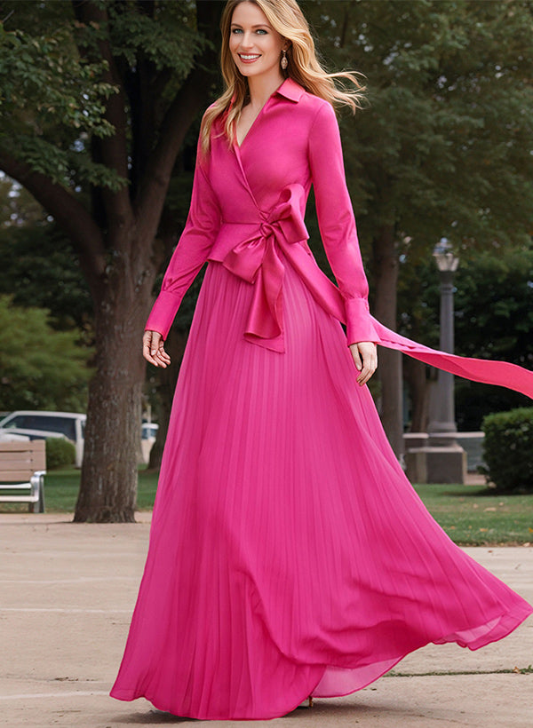 A-Line/Princess V-Neck Satin Ankle Length Elegant Mother of the Bride Dresses