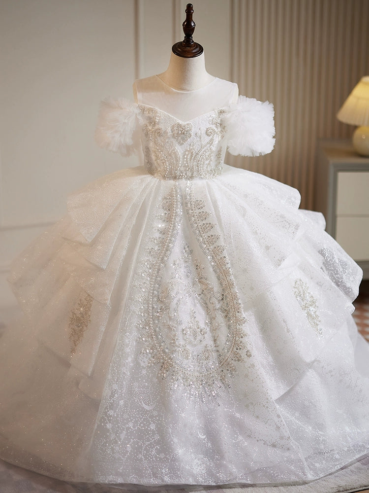 One Shoulder Flower Girl Pageant Ball Gown FM089 main image 1