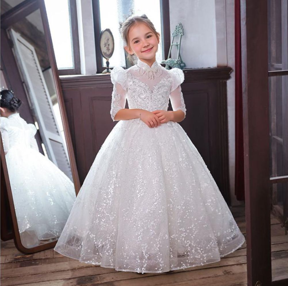A-Line/Princess Lace Flower Girl Dresses With Sash