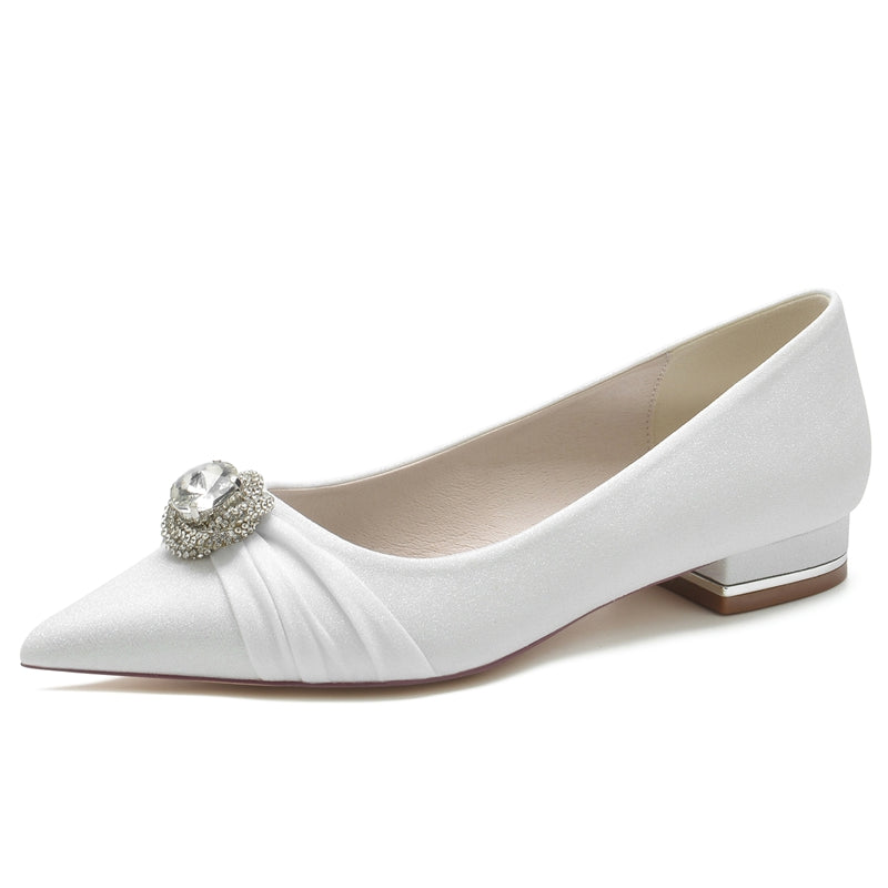 Women's Wedding Shoes Pointed Toe High Heel Bridal Shoes with Rhinestones main image 0