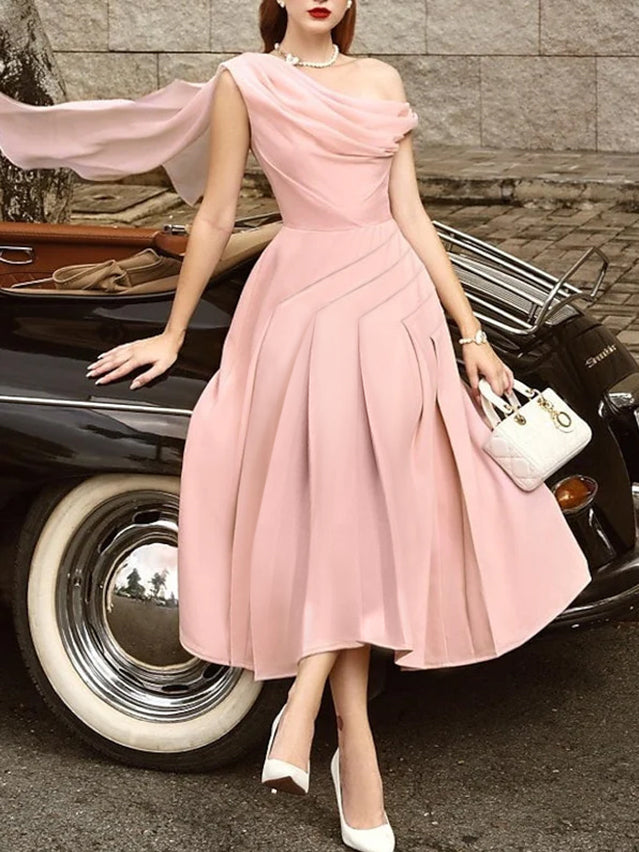 tea length dresses for wedding guests A-Line/Princess Sleeveless Tea-Length Guest Sky Blue Color:BUTTER YELLOW MS199 10 to 15 days Dark Wash Midi Dress