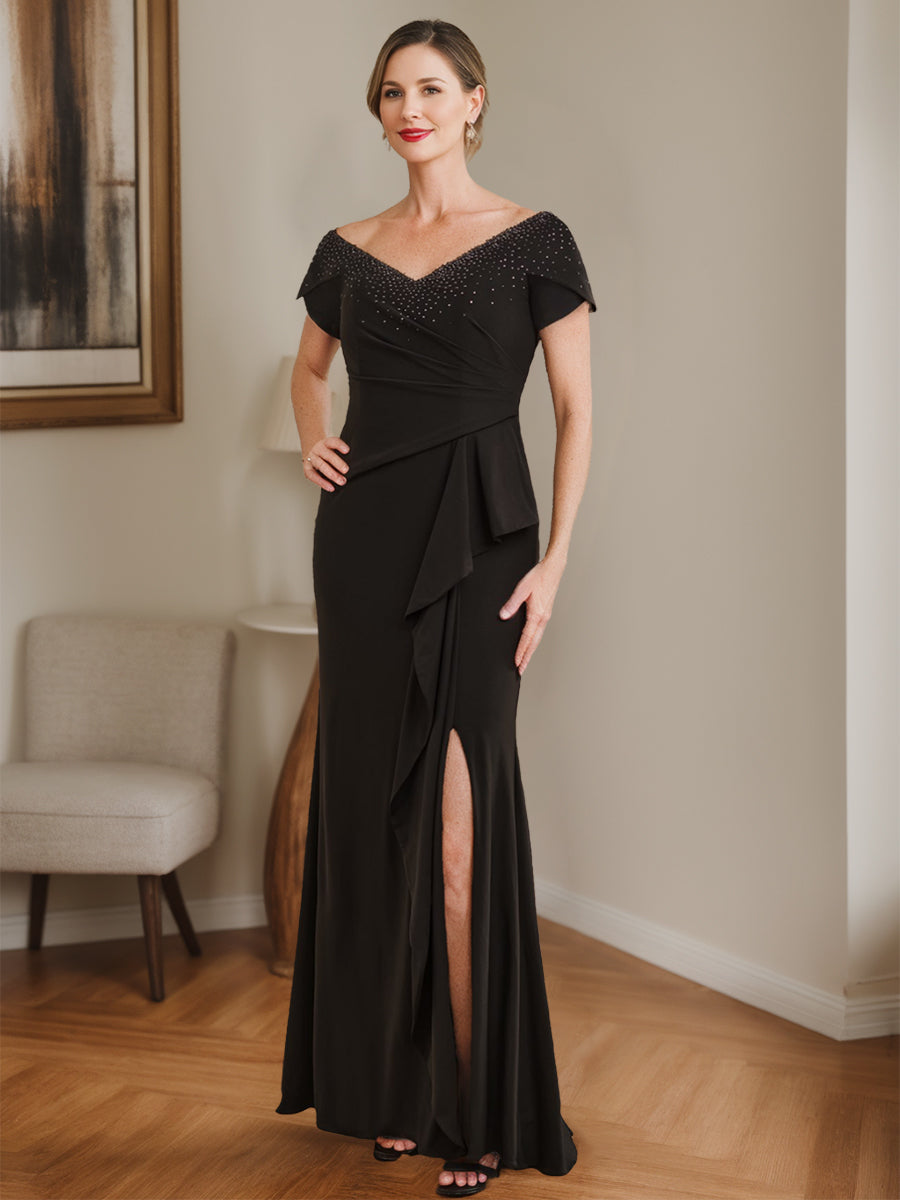 Sheath/Column Round Neck Mother of the Bride Dresses with Applique & Jacket