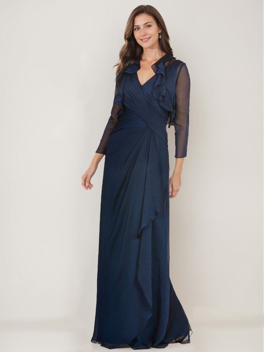 Sheath/Column V-Neck Ankle-Length Plus Size Mother of the Bride Dresses with Jacket & Sequins