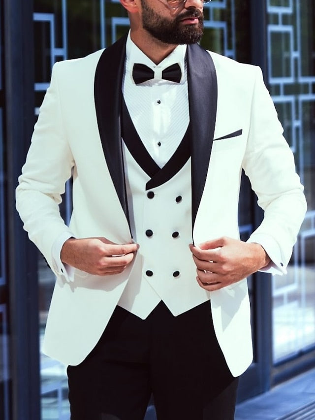 Men's Tailored Fit Single Breasted One-button 3 Pieces Wedding Suits 