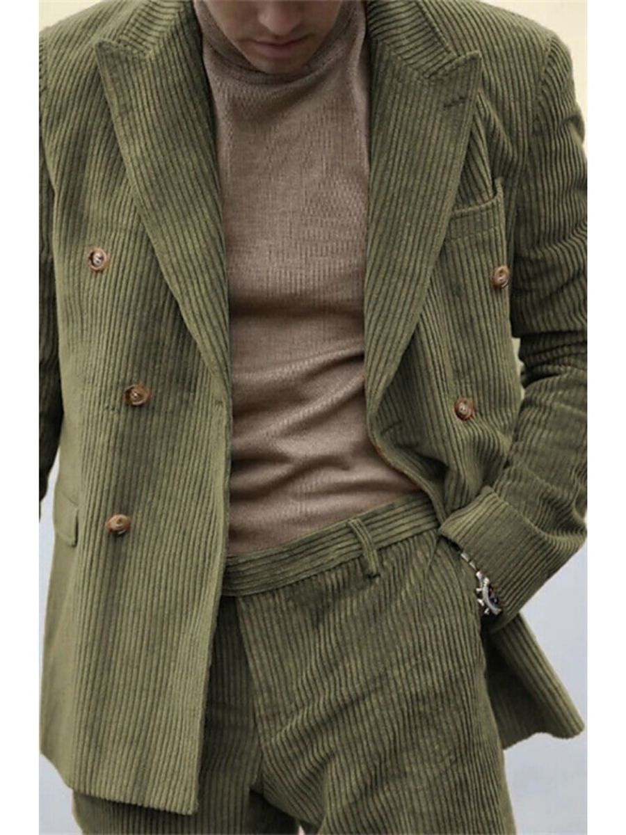 Sage Men's Corduroy Peak Neck Regular Single Double Breasted Six