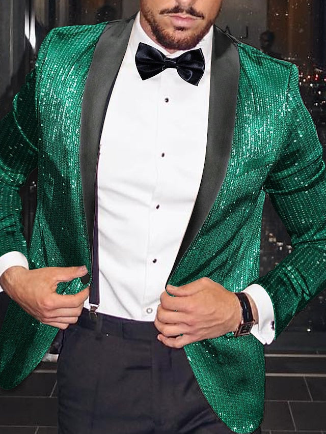 Tailored Fit Notched Lapel Single Breasted One-button Men's Party Jacket