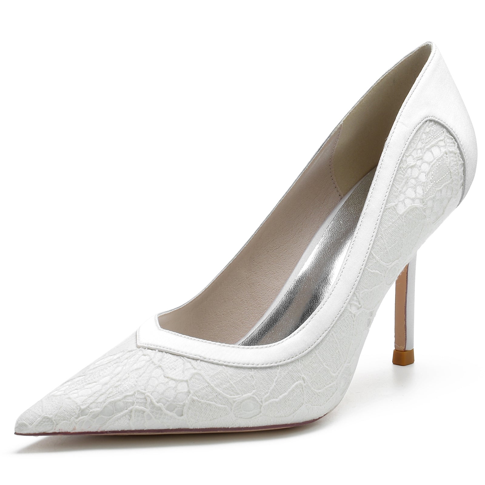 Women's Wedding Shoes Silk Satin Bow Stiletto Pointed Toe Buckle Bridal Shoes