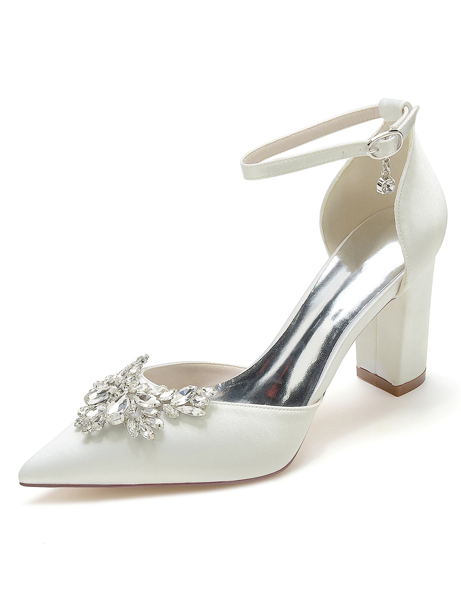 Women's Wedding Shoes Rhinestone Low Heel Pointed Toe Bridesmaid Shoes
