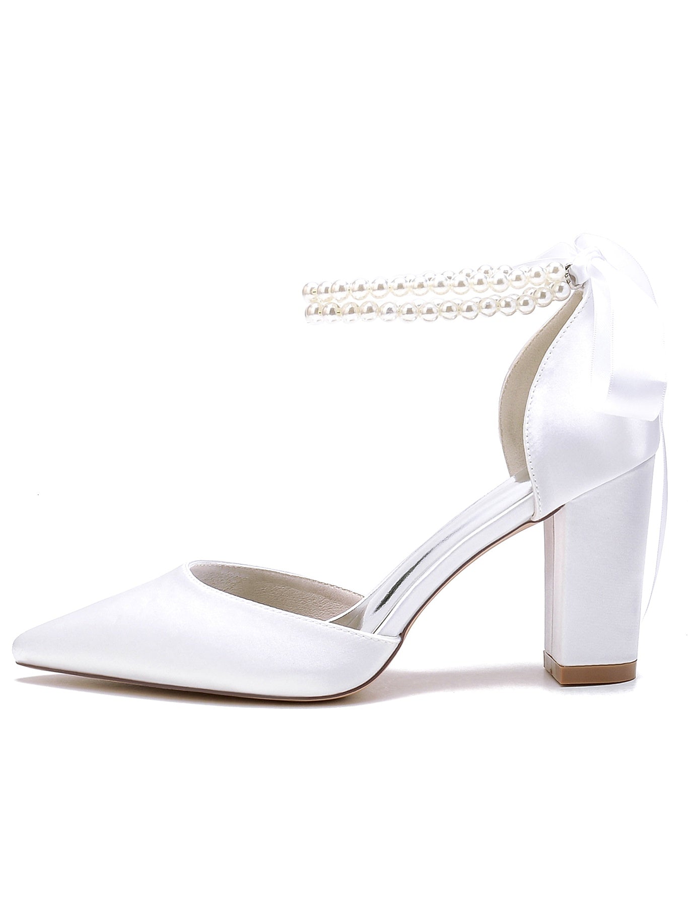Women's Wedding Shoes Rhinestone Low Heel Pointed Toe Bridesmaid Shoes