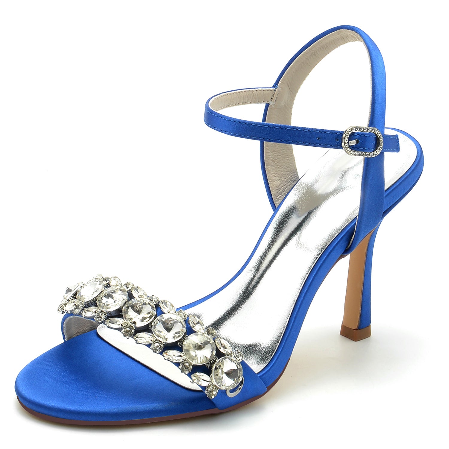Women's Wedding Shoes Opened Toe Chunky Heel Rhinestone Bow Buckle Bridal Shoes