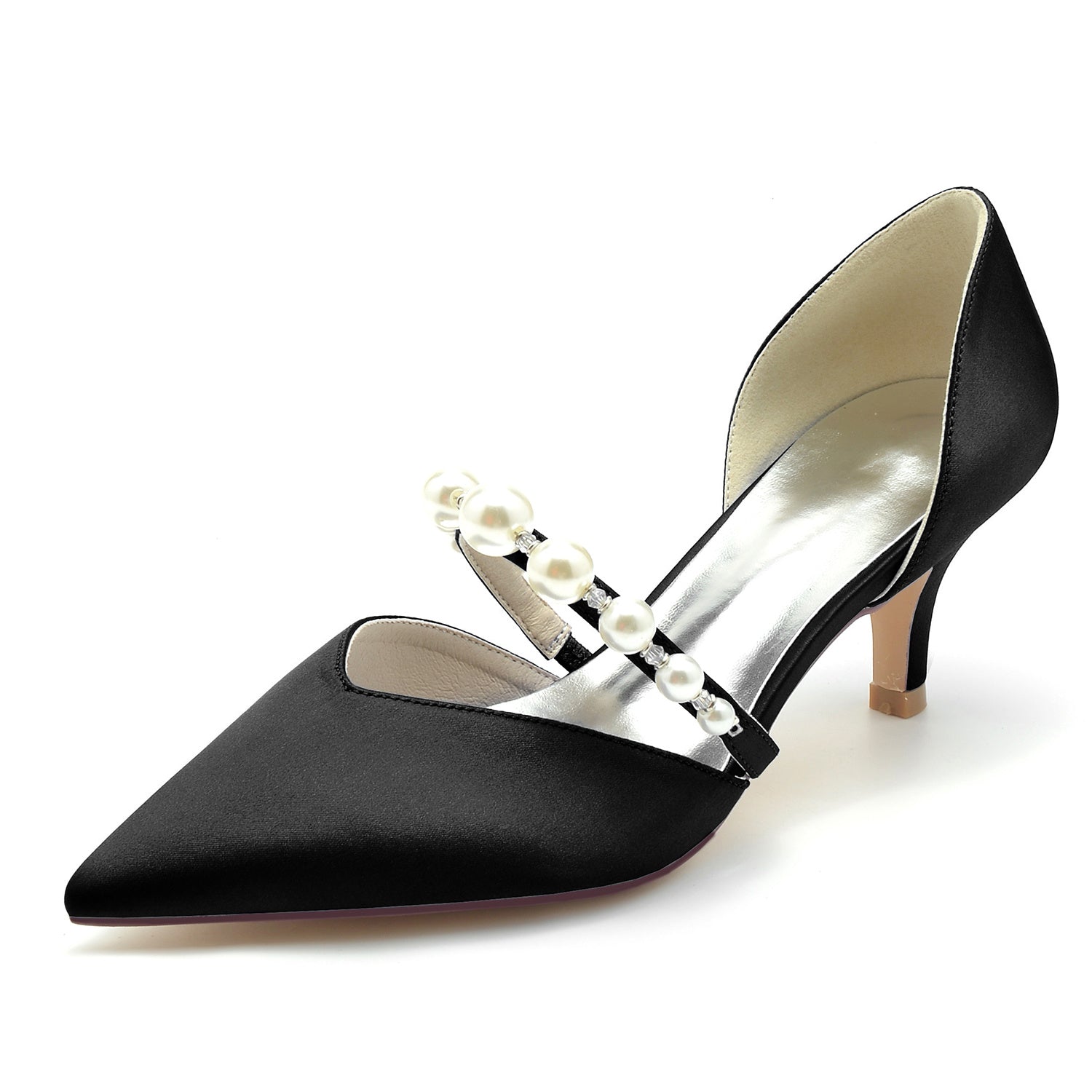 Women's Wedding Shoes Silk Satin Rhinestone Flower Opened Toe Mid Buckle Bridal Shoes main image 0