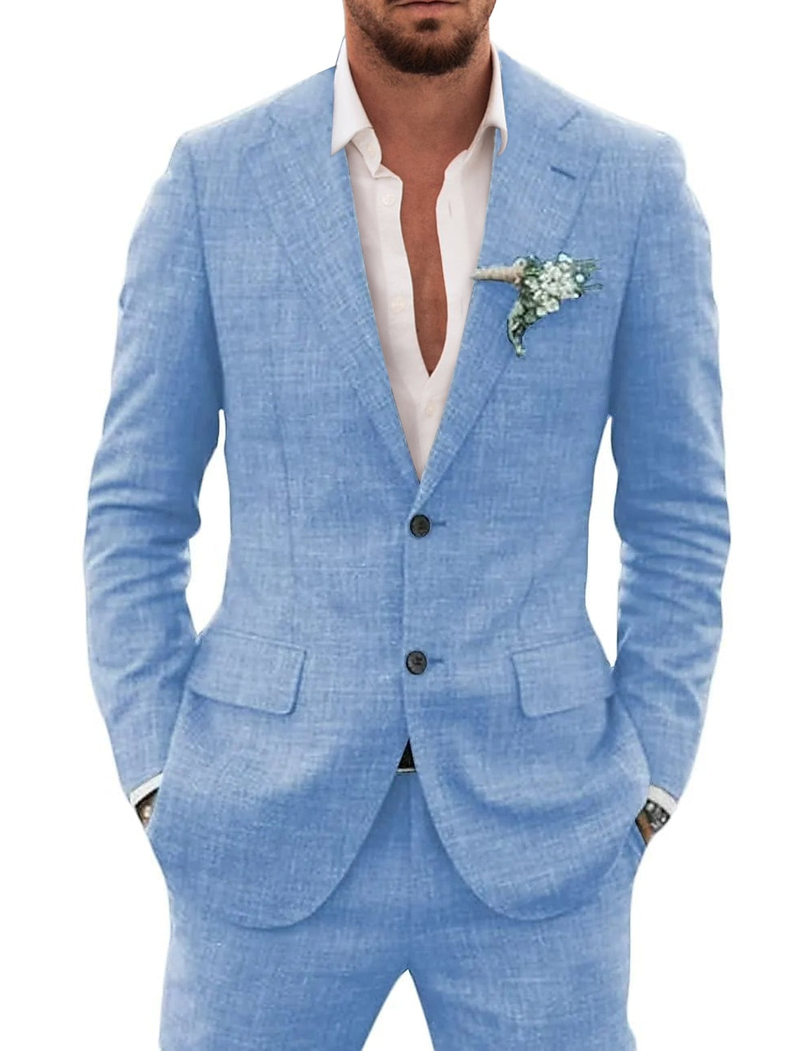 Blue Red Gold Black Men's Tailored Fit Single Breasted One-button 3 Pieces Printed Wedding Suits