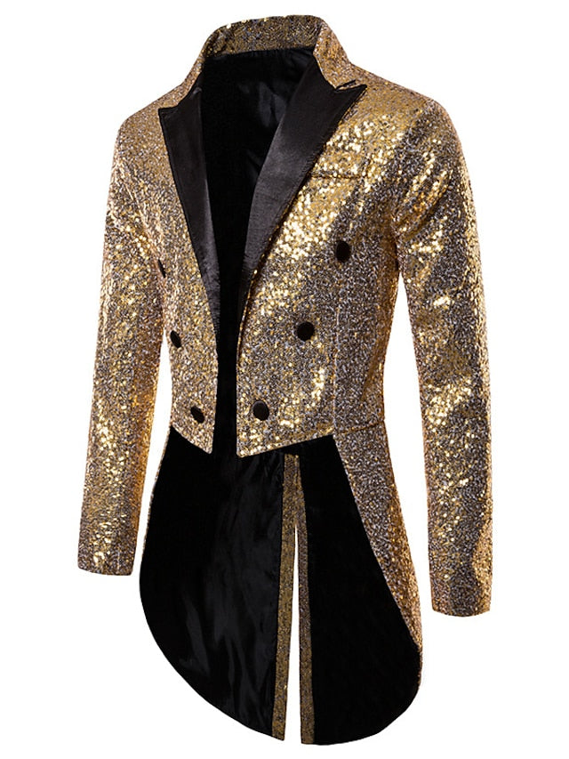Tailored Fit Notched Lapel Single Breasted One-button Men's Party Jacket