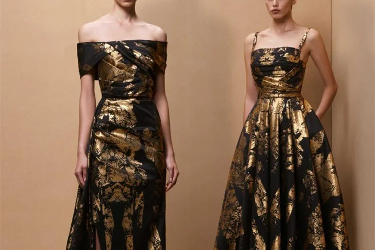 black and gold mother of the bride dress