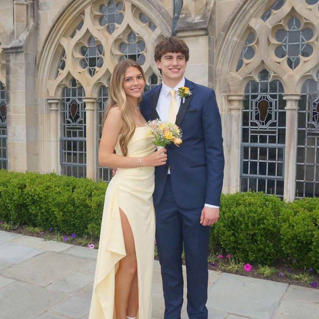 Butter Yellow Princess Prom Dresses