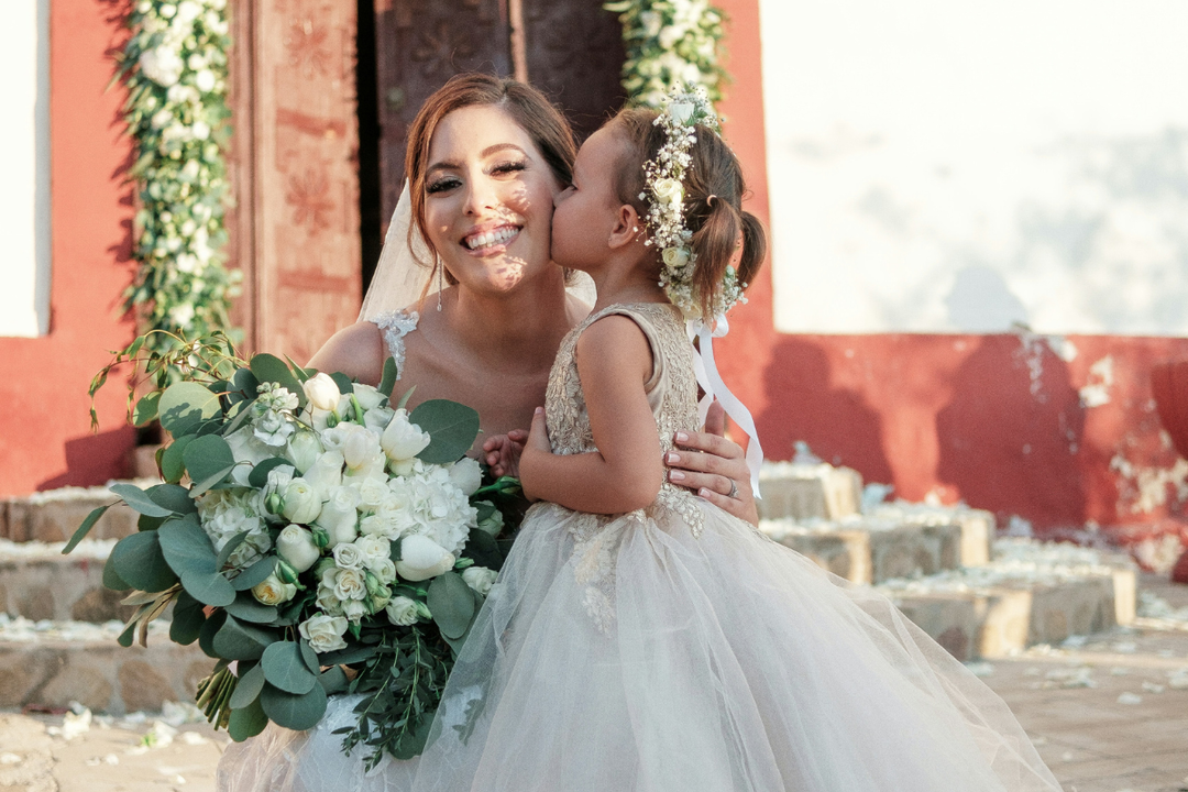 Bride and flower girl