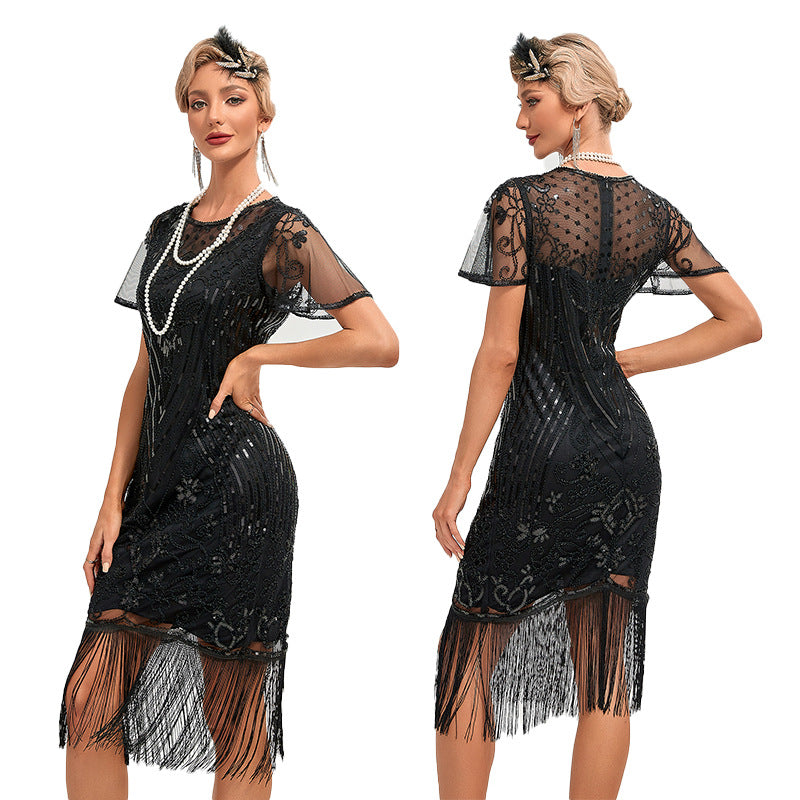 1920s The Great Gatsby Outfit Sheath/Column Scoop Sequins Vintage Dresses