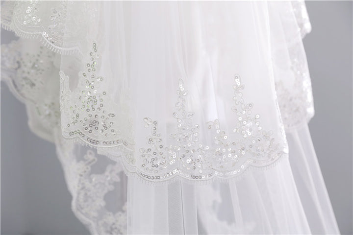 Two-tier Stylish Wedding Veil with sequins