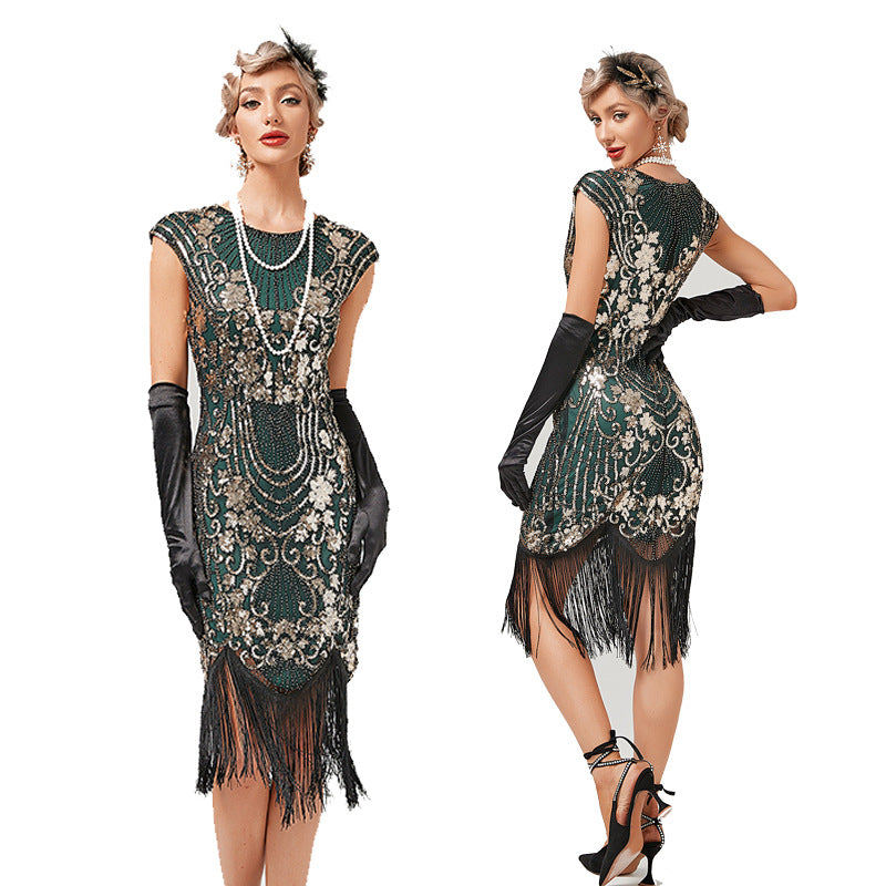 1920s The Great Gatsby Outfit Sheath/Column Scoop Sequins Vintage Dresses