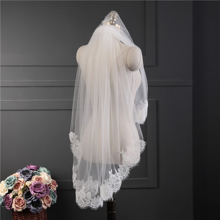 Two-tier Stylish Wedding Veil with Appliques