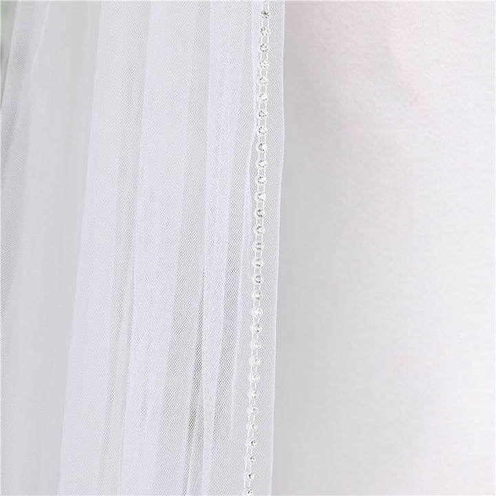 One-tier Classic Wedding Veil with Beading