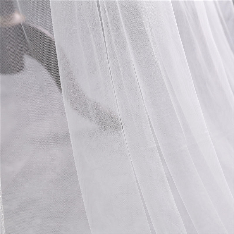 One-tier Classic Wedding Veil with Beading