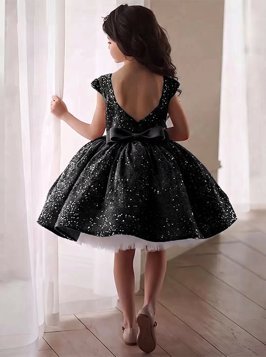 A-Line/Princess Sequins Flower Girl Dresses with Bowknot