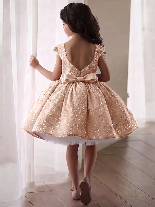 A-Line/Princess Sequins Flower Girl Dresses with Bowknot