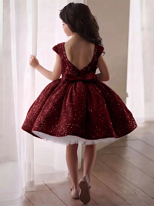 A-Line/Princess Sequins Flower Girl Dresses with Bowknot
