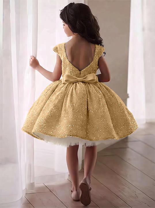 A-Line/Princess Sequins Flower Girl Dresses with Bowknot