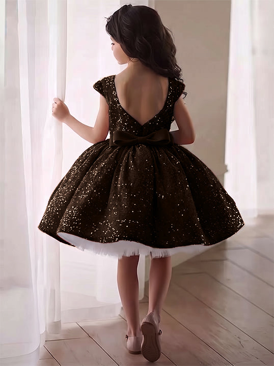 A-Line/Princess Sequins Flower Girl Dresses with Bowknot