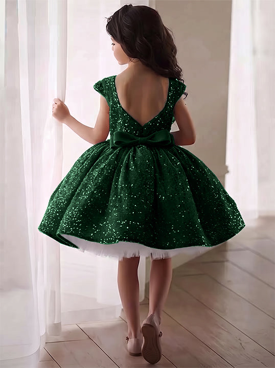A-Line/Princess Sequins Flower Girl Dresses with Bowknot