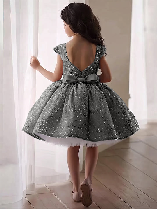 A-Line/Princess Sequins Flower Girl Dresses with Bowknot