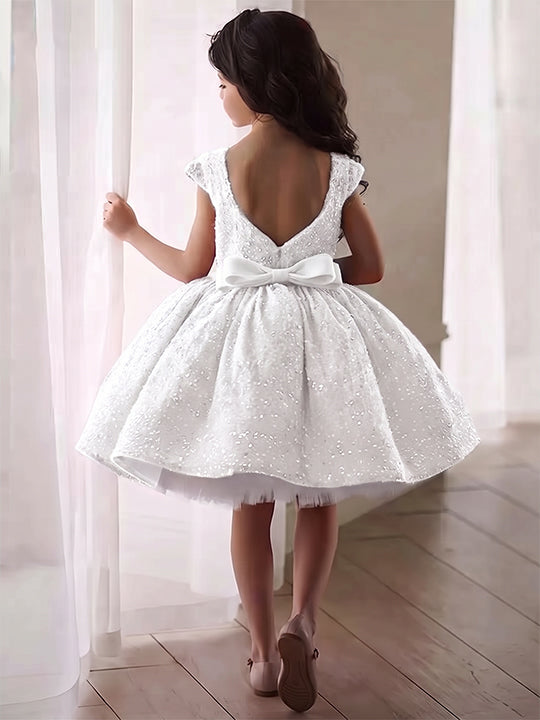 A-Line/Princess Sequins Flower Girl Dresses with Bowknot
