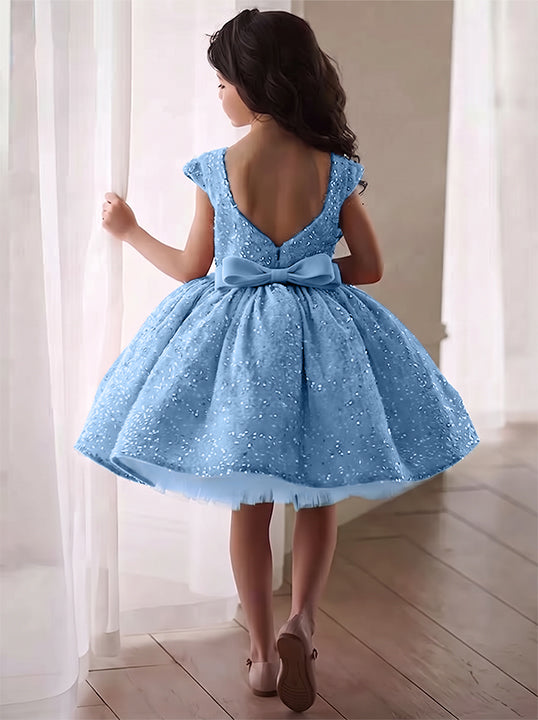 A-Line/Princess Sequins Flower Girl Dresses with Bowknot