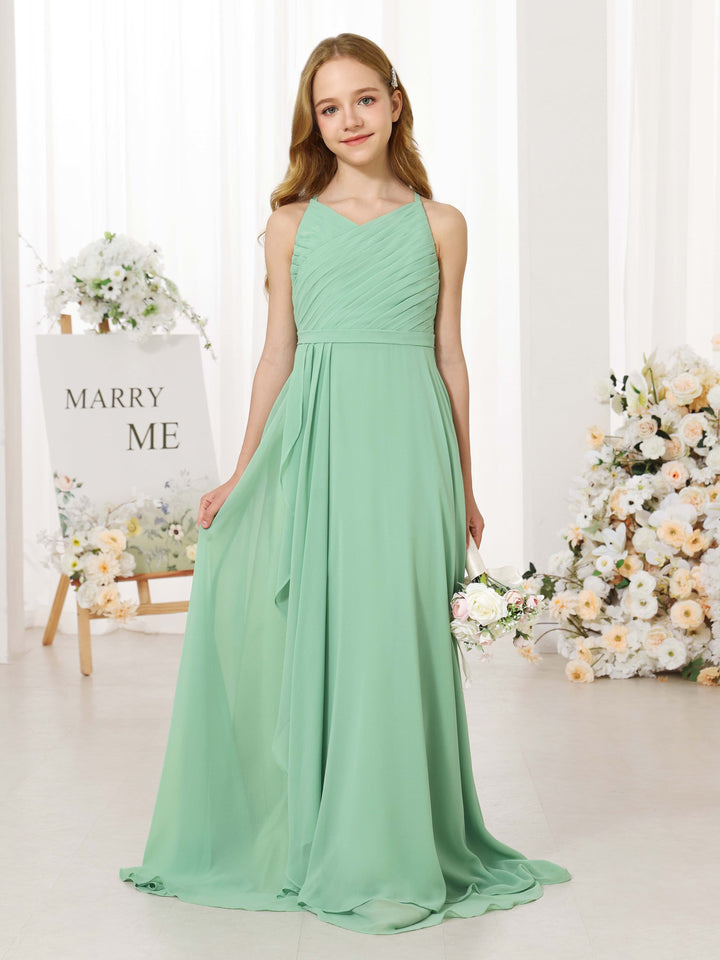 A-Line/Princess Chiffon Sleeveless Scoop Neck Floor-Length  Flower Girl Dresses