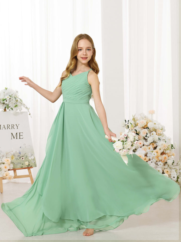 A-Line/Princess Chiffon Sleeveless Scoop Neck Floor-Length  Flower Girl Dresses