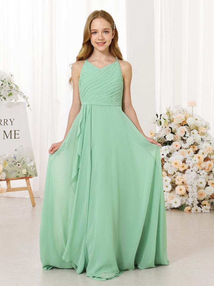 A-Line/Princess Chiffon Sleeveless Scoop Neck Floor-Length  Flower Girl Dresses