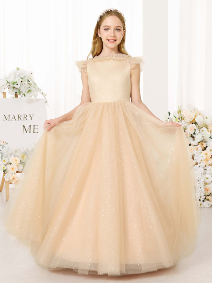 Ball-Gown Tulle Sleeveless Scoop Neck Floor-Length  Flower Girl Dresses