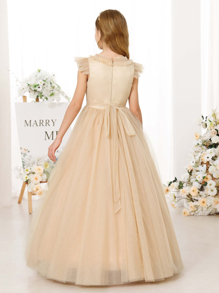 Ball-Gown Tulle Sleeveless Scoop Neck Floor-Length  Flower Girl Dresses