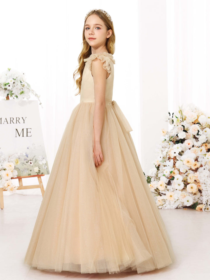 Ball-Gown Tulle Sleeveless Scoop Neck Floor-Length  Flower Girl Dresses