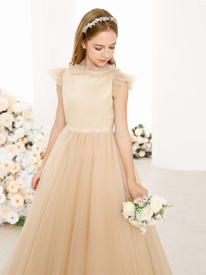 Ball-Gown Tulle Sleeveless Scoop Neck Floor-Length  Flower Girl Dresses