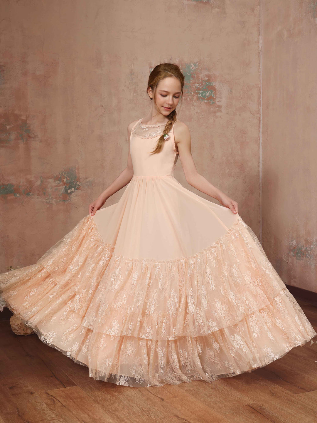 A-Line/Princess Chiffon Sleeveless Scoop Neck Floor-Length Flower Girl Dresses