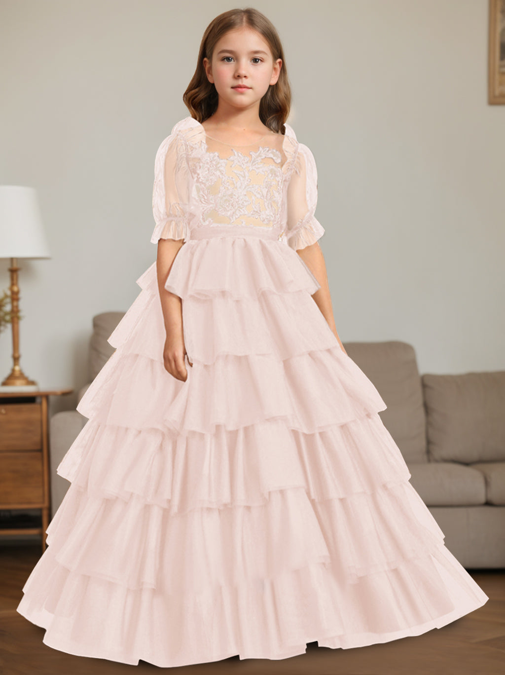 Ball-Gown Scoop Neck Sleeveless Floor-Length Flower Girl Dress