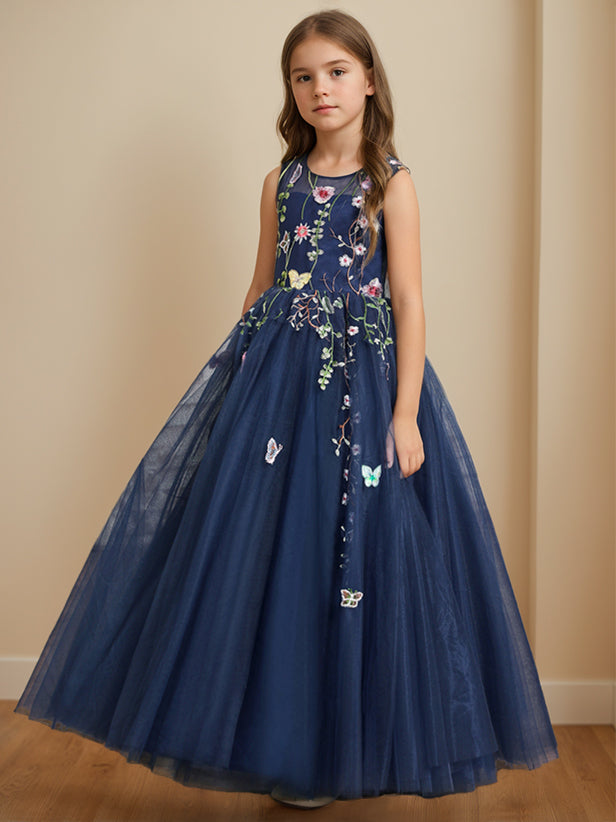 navy blue flower girls dress Azazie Marybell