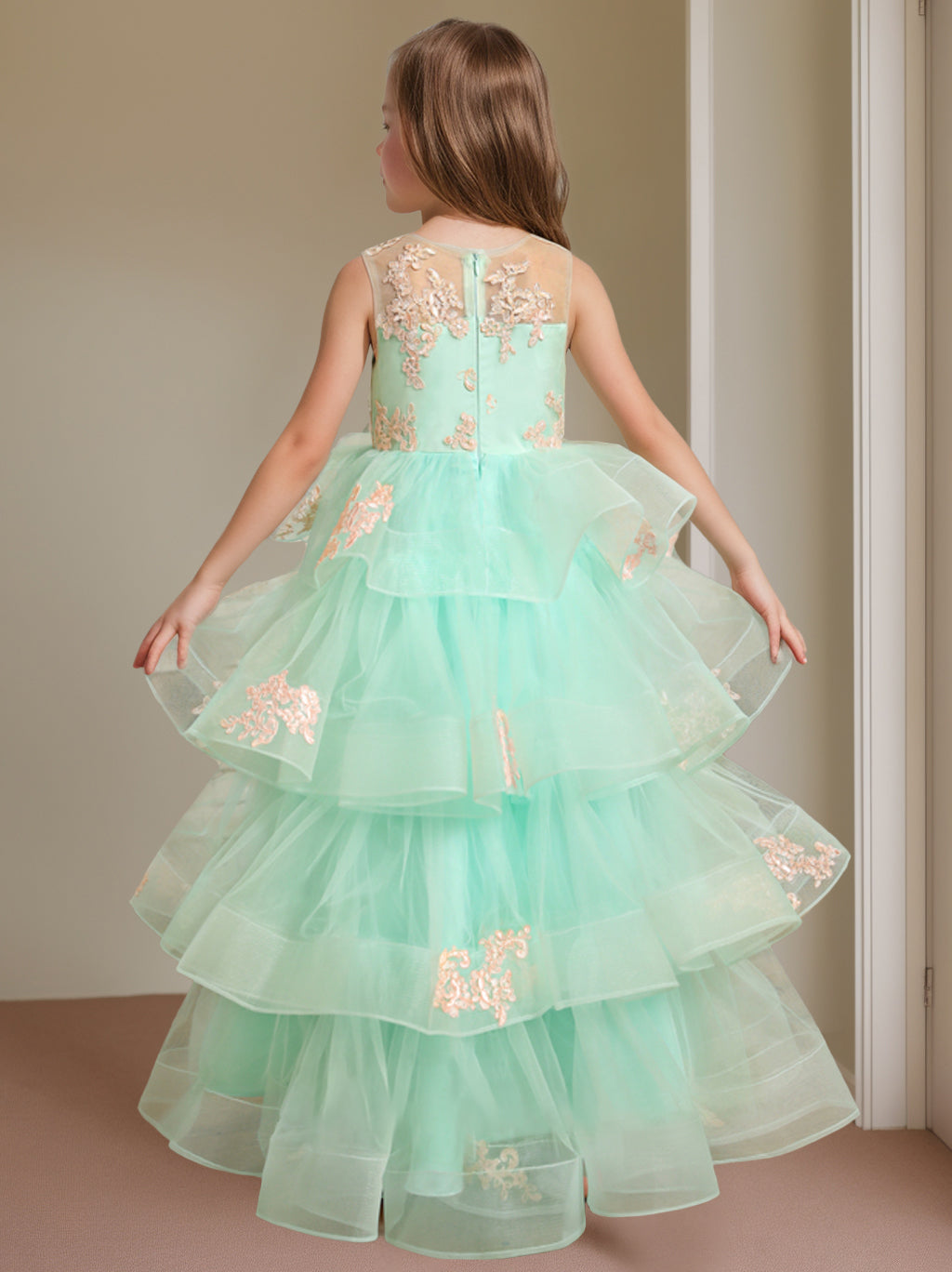 Ball-Gown Scoop Neck Sleeveless Floor-Length Flower Girl Dress