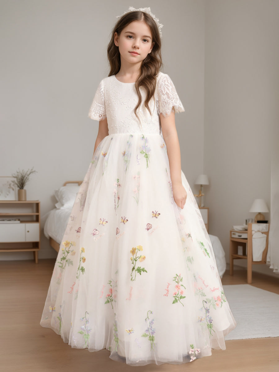 pastel flower girl dress under $50 Los Angeles Flower Girl Dress with Pastel Flower Embroidery